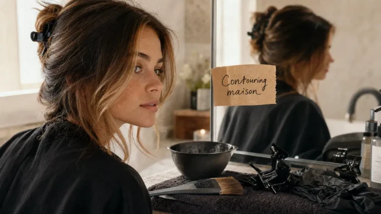 Contouring maison : mèches claires encadrant le visage