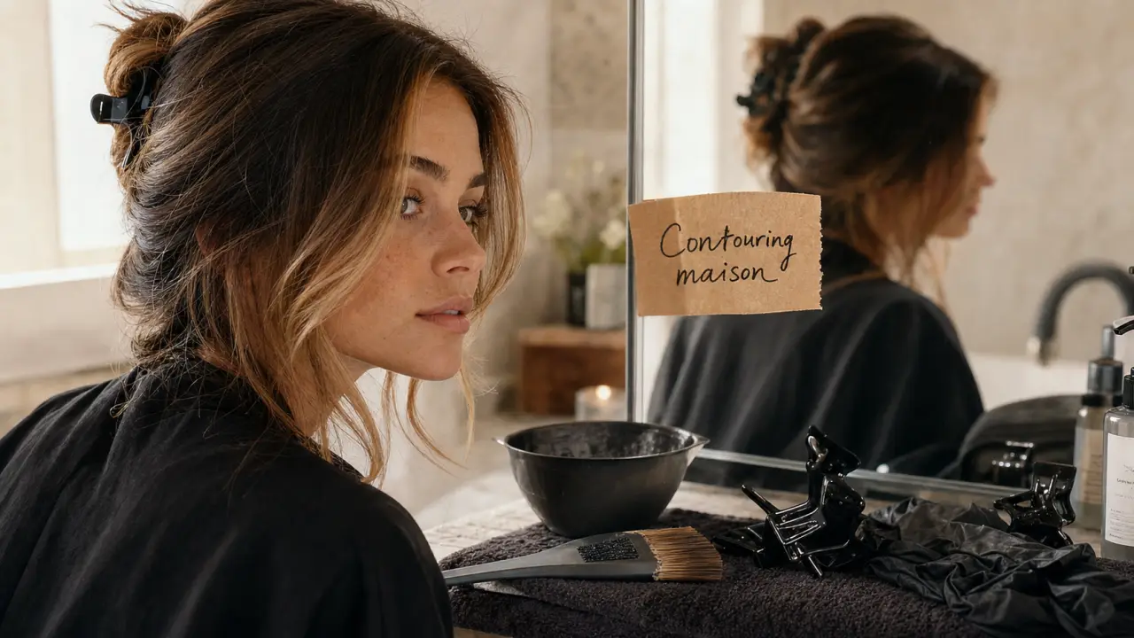 Contouring maison : mèches claires encadrant le visage