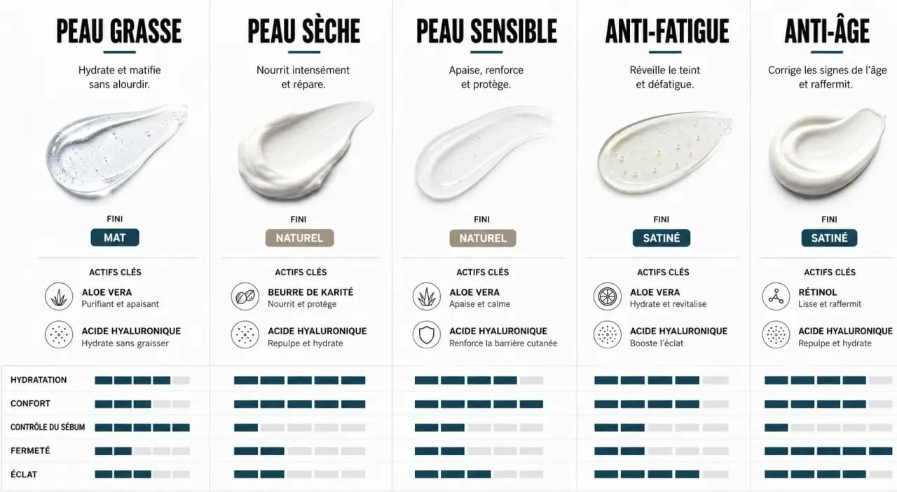 Comparatif de la meilleure creme homme visage selon le type de peau, la texture et les actifs