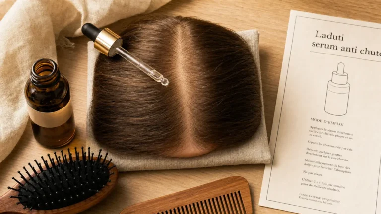 Laduti serum anti chute cheveux : sérum, pipette et notice