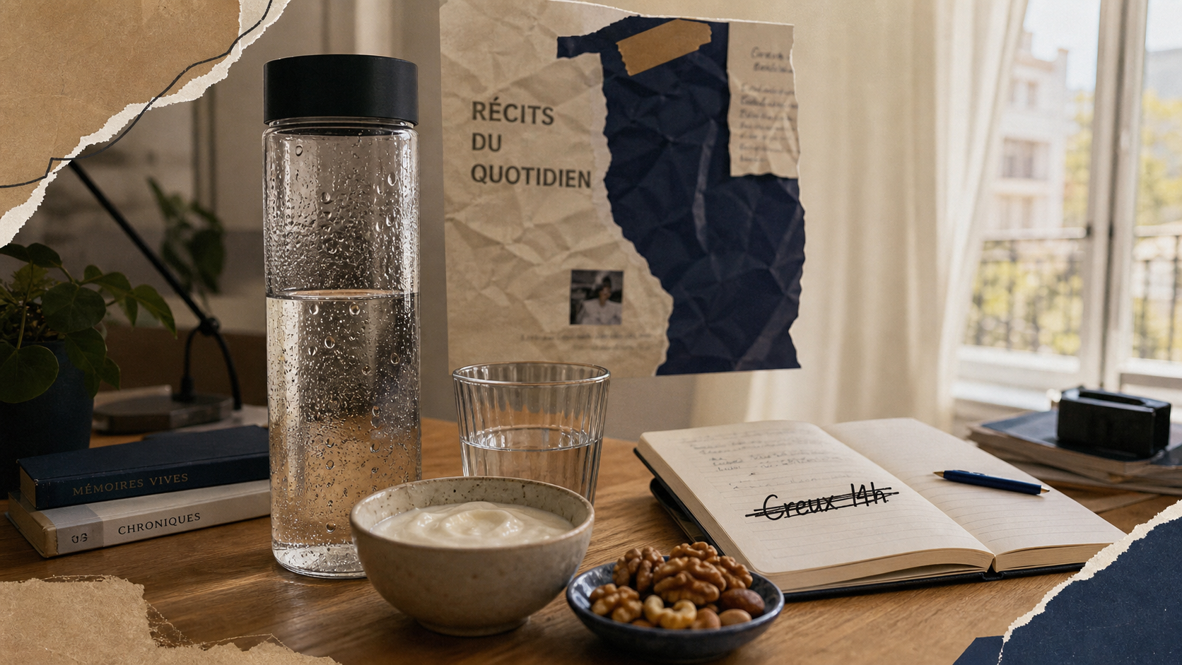 lutter contre la fatigue de l'après-midi, relancer sans café avec eau, yaourt et noix