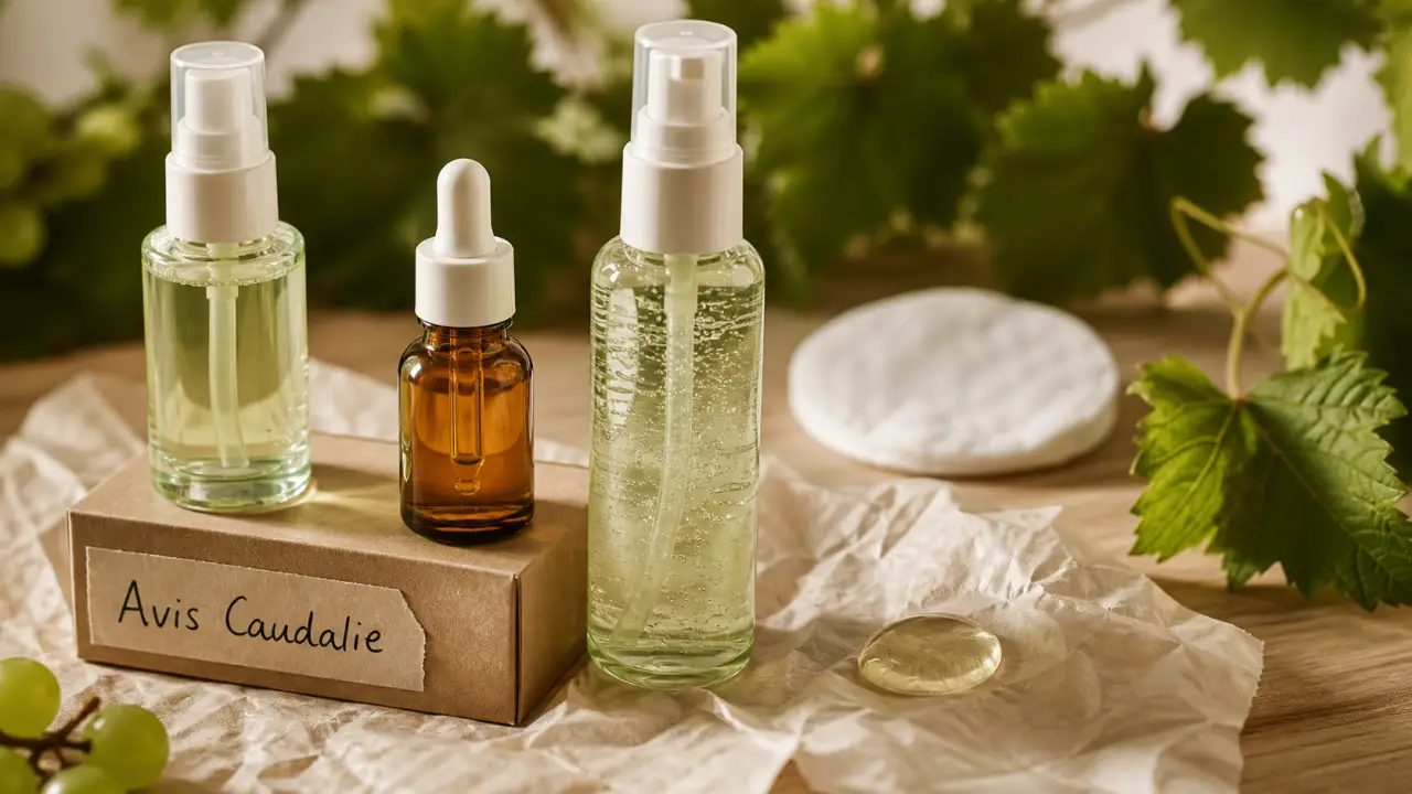 Avis sur les produits caudalie : éclat et peaux sensibles, flacons cosmétiques