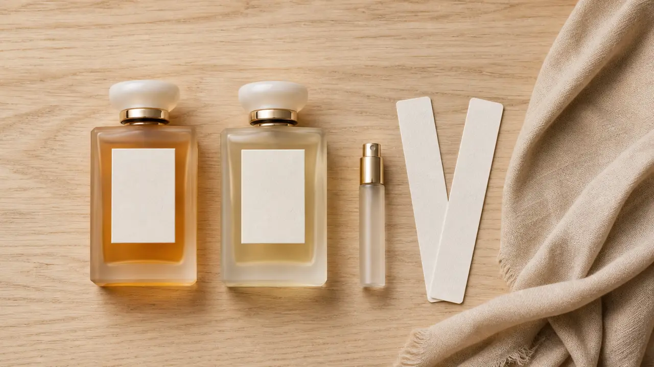 Eau de parfum ou eau de toilette, flacons sur table