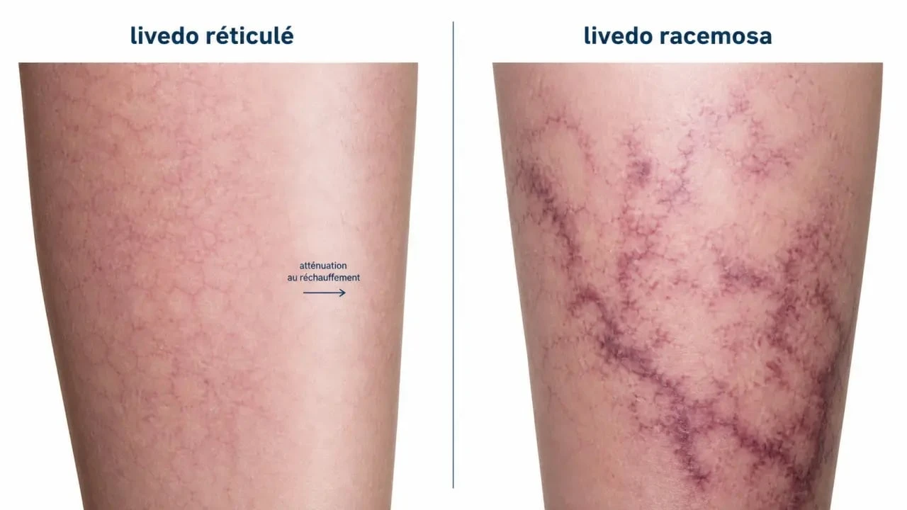Marbrure peau : comparaison entre une forme bénigne liée au froid et une forme plus inquiétante et persistante