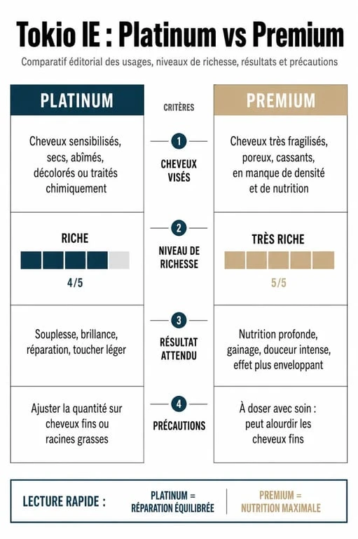 Comparatif soin tokio cheveux Premium vs Platinum