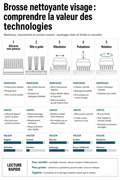Différences entre les technologies d’une brosse nettoyante visage