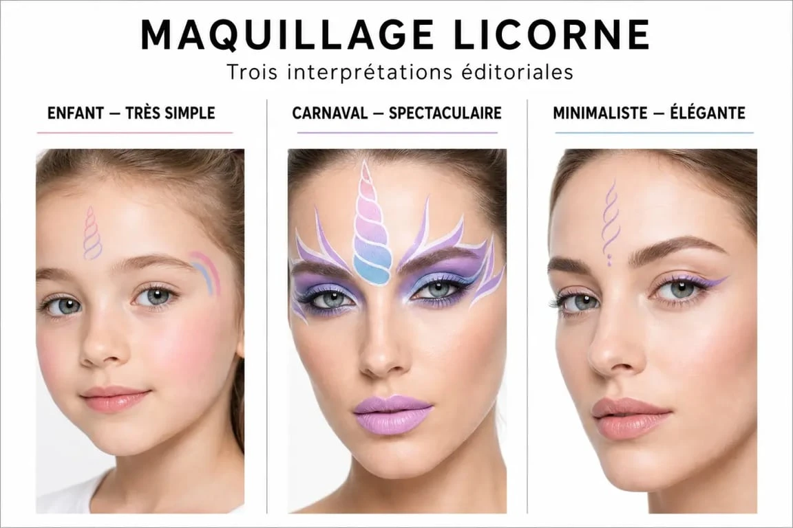 Trois idées de maquillage licorne pour enfant et carnaval