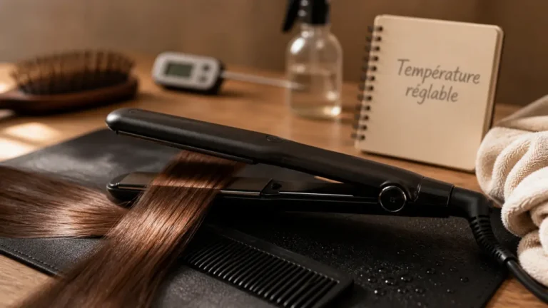 Lisseur protecteur cheveux : plaques douces et chaleur stable sur mèche satinée