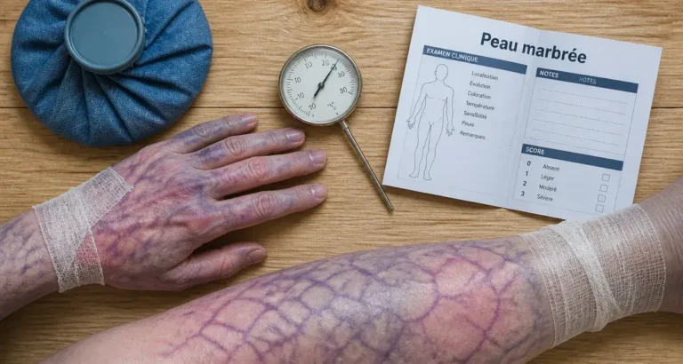Marbrure peau : froid ou signe circulatoire, peau marbrée violacé-bleuté