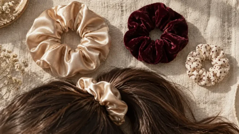 Chouchou cheveux satin velours et coton : bonne tenue des cheveux