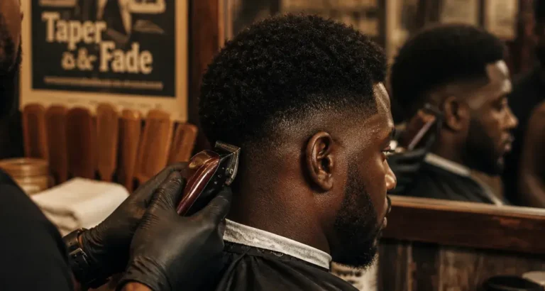 Coiffure afro homme taper vs fade, dégradé en salon