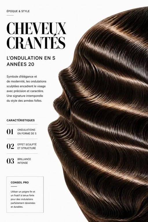 Coiffure année 20 cheveux crantés