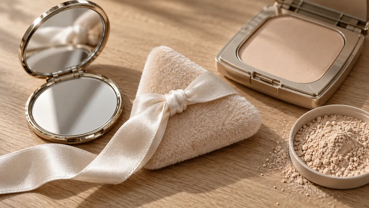 Houpette maquillage pour fixer la poudre sans marquer le teint