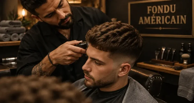 Coupe américaine homme : fondu américain lissé près de l’oreille