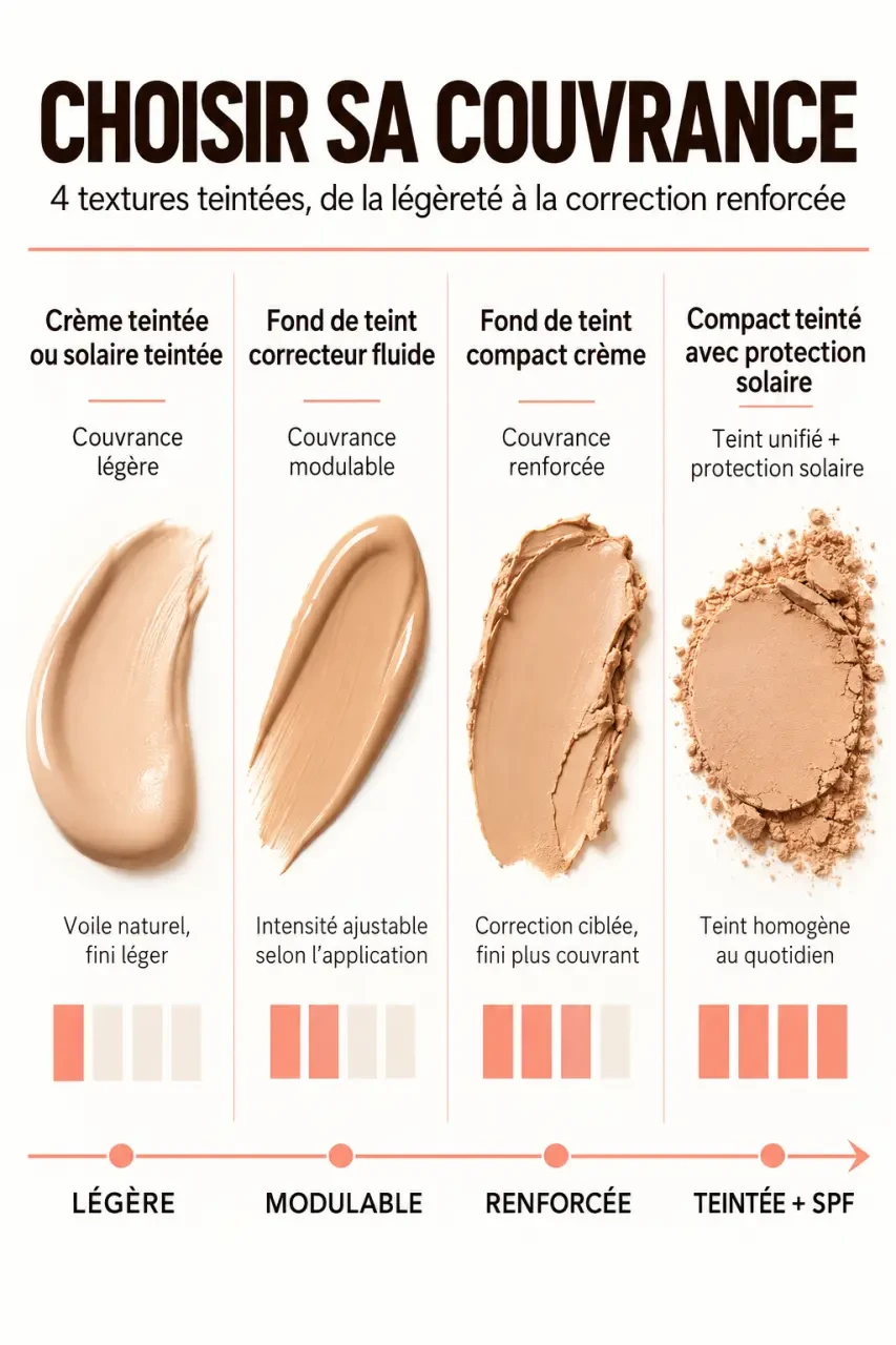 Maquillage Avène Couvrance : comparaison visuelle des textures et niveaux de couvrance