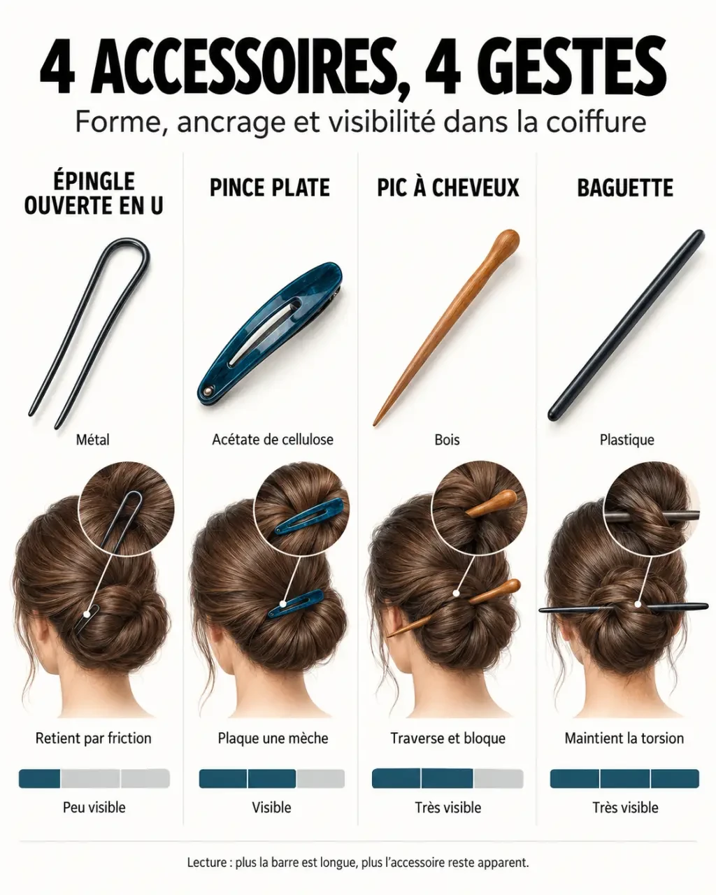 Comparaison des formes et usages d'une épingle à cheveux