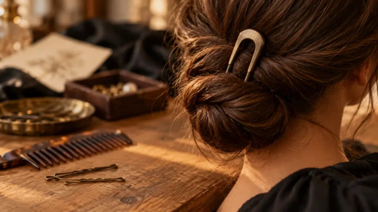 epingle cheveux en métal dans chignon torsadé confortable