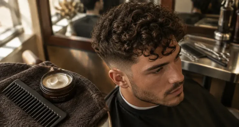 Frisé coupe de cheveux homme bouclé : dégradé bas texturisé, volume maîtrisé