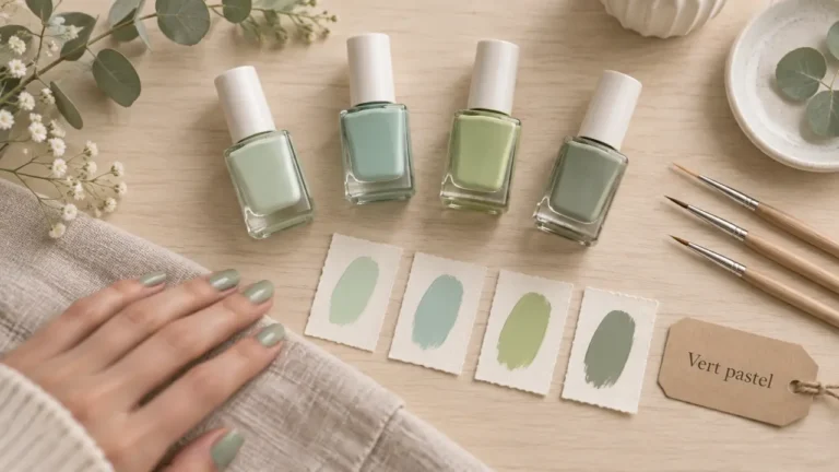 Ongle vert pastel : menthe, pistache ou sauge sur ongles