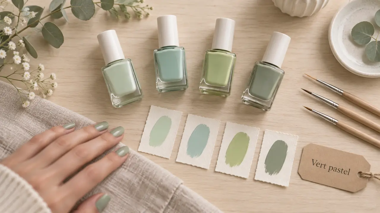 Ongle vert pastel : menthe, pistache ou sauge sur ongles