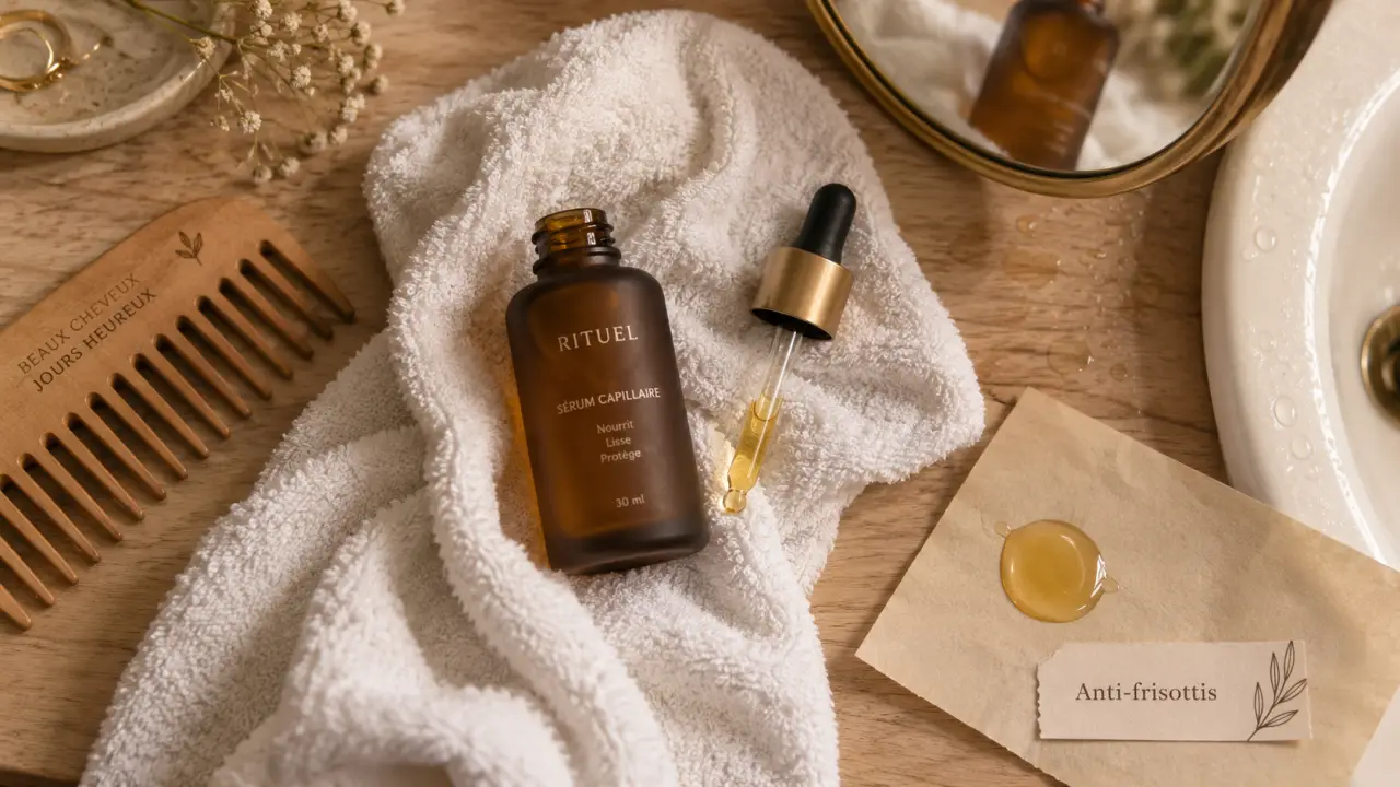 serum cheveux anti-frisottis pour lisser et protéger les cheveux