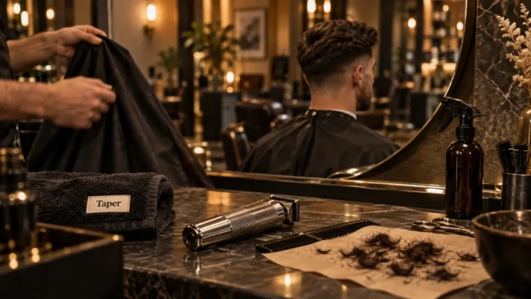 Taper coiffure homme : côtés nets et nuque dégradée